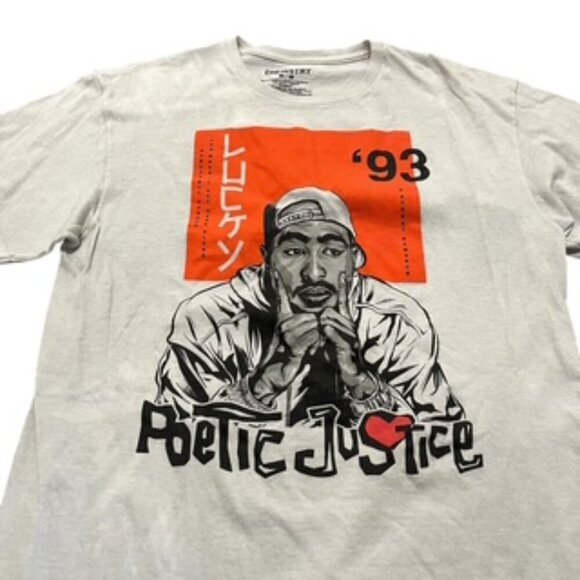 Tupac Shakur T-shirt Mens Medium Poetic‎ Justice 1993 short sleeve gray - Picture 1 of 11